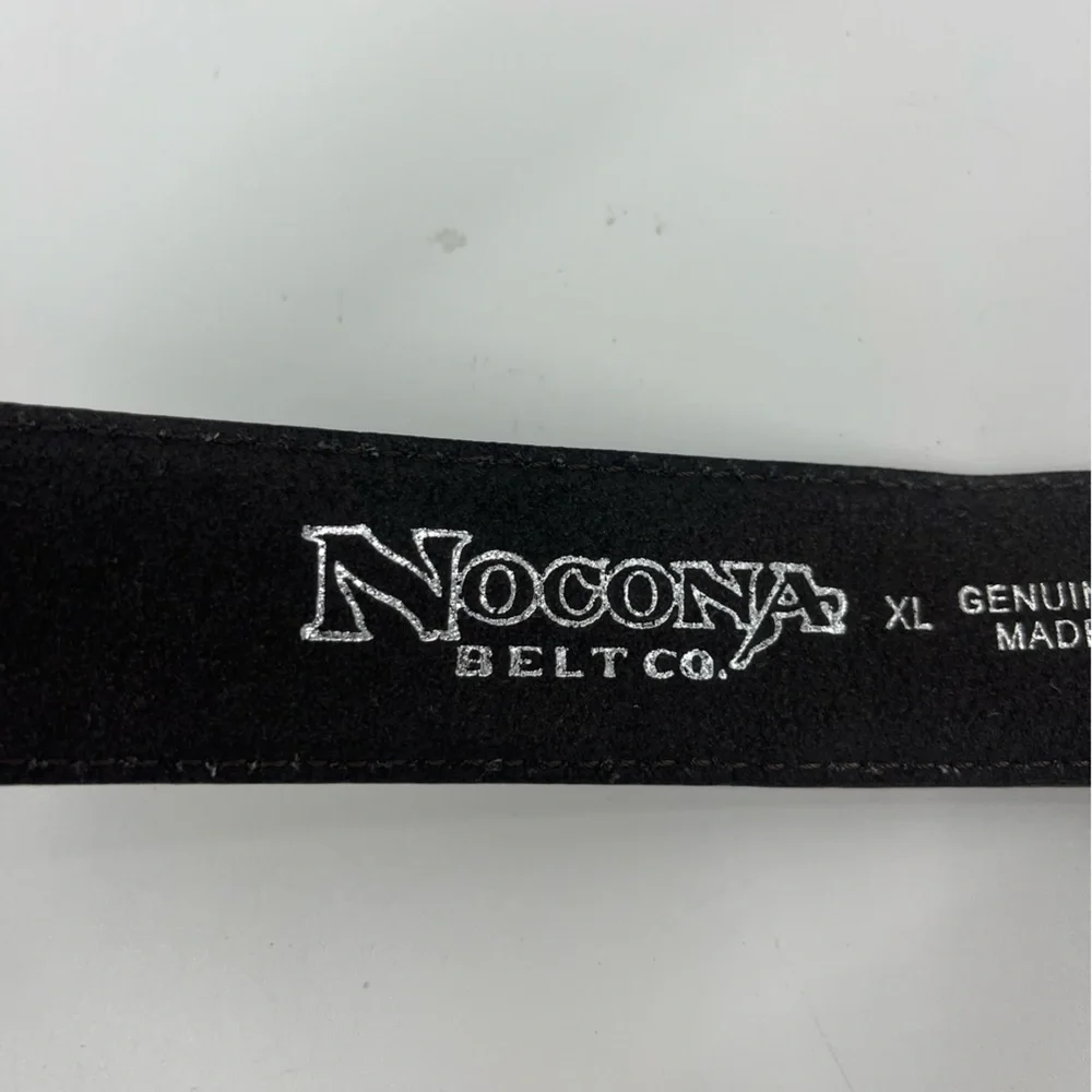 Nocona Luxury‎ Leather Belt with silver Cross buckle/ brushed gold.